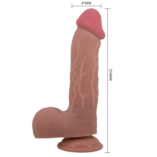 PRETTY LOVE - SLIDING SKIN SERIES REALISTIC DILDO WITH SLIDING SKIN SUCTION CUP BROWN 23.4 CM