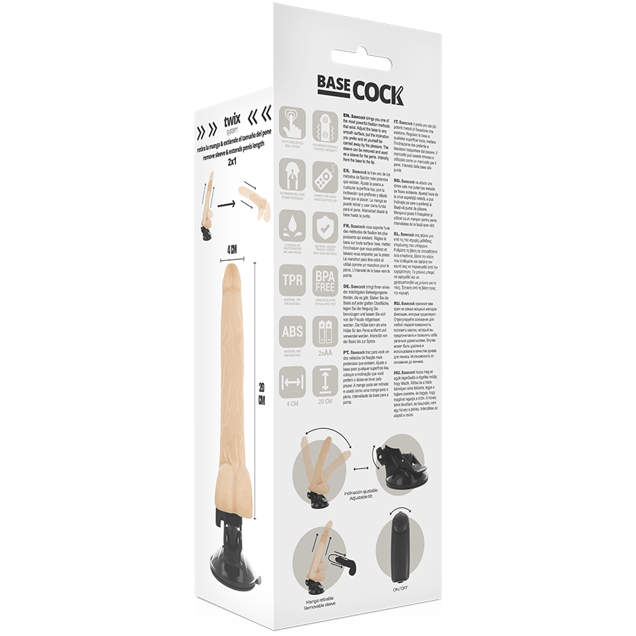BASECOCK - Realistic Natural Remote Control Vibrator with Testicles 20 cm