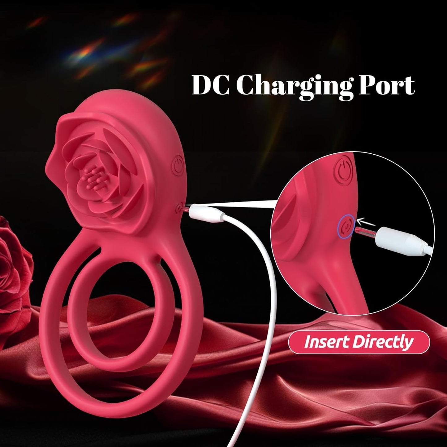 Sirrshop Vibrating Cock Ring with Rose Clitoral Stimulator, Remote Controlled Pleasure Penis Ring Vibrator Couples Adult Sex Toys for Men, 7 Vibrations Male Couple Sex Toy