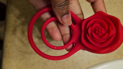 Sirrshop Vibrating Cock Ring with Rose Clitoral Stimulator, Remote Controlled Pleasure Penis Ring Vibrator Couples Adult Sex Toys for Men, 7 Vibrations Male Couple Sex Toy