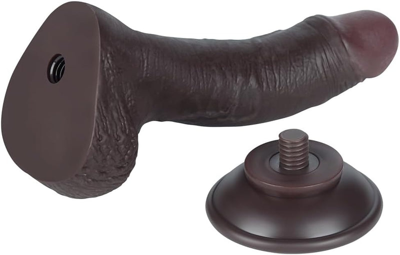 Lovetoy 7.5 inch Sliding Skin Dildo with Suction Cup for G-Spot and Anal Stimulation, Hands-Free Play, Strap-On Harness Compatible (Dark Brown)