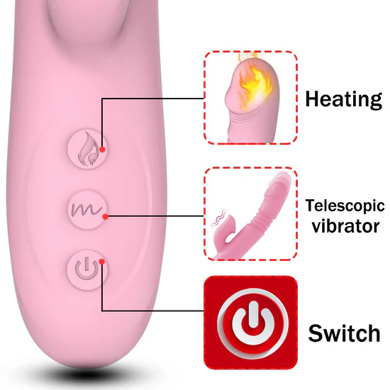 Sirrshop Thrusting Heating Vibrator, Rechargeable, Remote controlled, Dual Vibration Stimulation