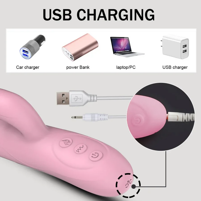 Sirrshop Thrusting Heating Vibrator, Rechargeable, Remote controlled, Dual Vibration Stimulation