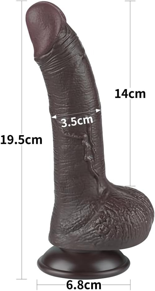 Lovetoy 7.5 inch Sliding Skin Dildo with Suction Cup for G-Spot and Anal Stimulation, Hands-Free Play, Strap-On Harness Compatible (Dark Brown)