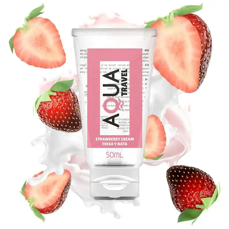 Aqua Travel Water Based Lubricant Strawberry Cream Flavor - 50Ml