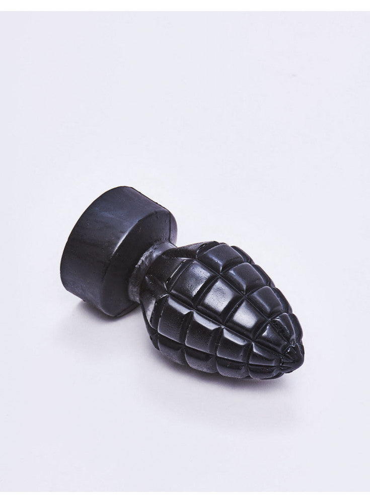 DISCREET SILICONE GRENADE ANAL PLUG - ALL BLACK - 15 CM - BLACK