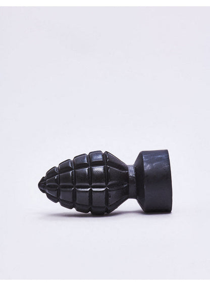 DISCREET SILICONE GRENADE ANAL PLUG - ALL BLACK - 15 CM - BLACK