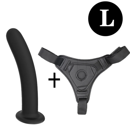 Sirrshop Pure Silicone Black Medical Dildo & Harness, strap on set with black dildo, 12.5cm, 15cm, 17.5cm