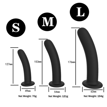 Sirrshop Pure Silicone Black Medical Dildo & Harness, strap on set with black dildo, 12.5cm, 15cm, 17.5cm