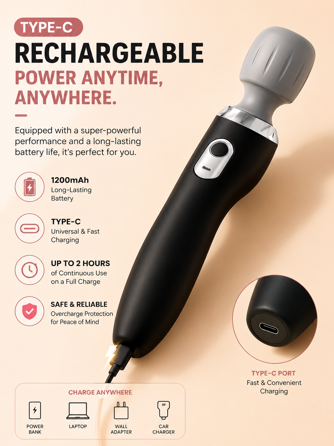 Veloura™ Magic Wand – Premium Rechargeable Massager